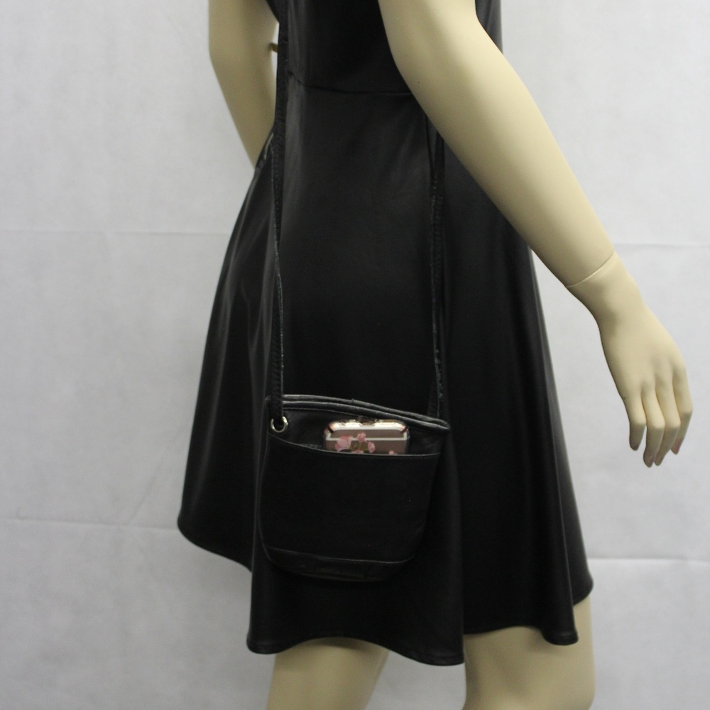 Genuine Leather Black Crossbody Bag